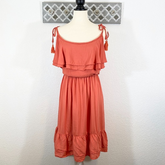 torrid Dresses & Skirts - Torrid Dress Ruffle Tie Shoulder Salmon Rust, 3X